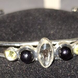 Paparazzi Silver Bracelet with Black and Clear Accents